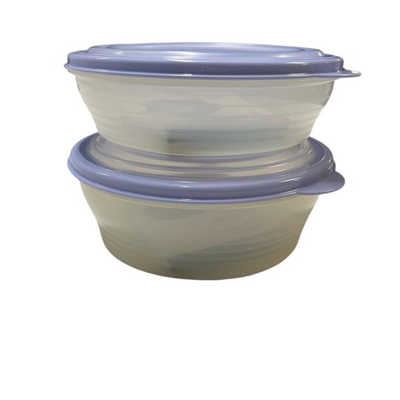 Tupperware Stuffables Storage Containers Expandable Purple Seals Set of 2 4 & 6 - Picture 1 of 16